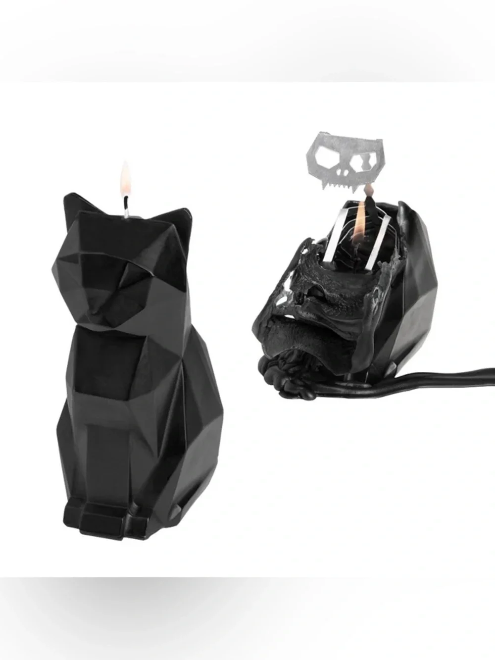 PyroPet KISA Black Cat Skeleton Candle - The Original 7” Goth Halloween